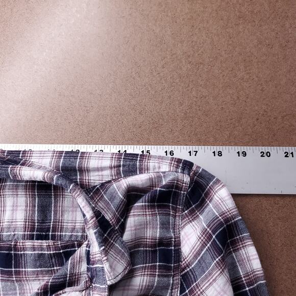 BeachLunchLounge Plaid Pullover Wmns XS 3/4 Button Up Collared Pockets Beachy - Picture 4 of 11